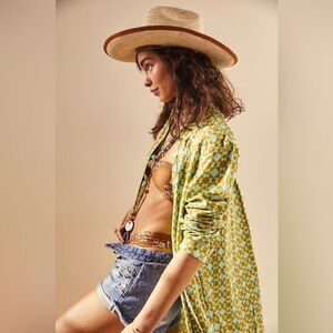 NWT FREE PEOPLE X GREENPACHA CANCUN STRAW COWBOY HAT M